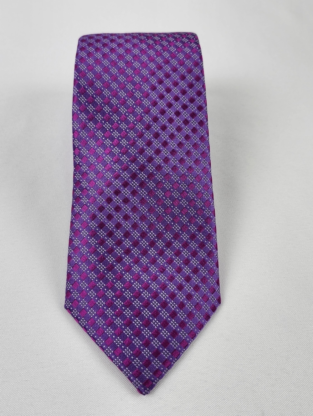 Ted Baker London 100% Silk Geometric Purple Square Green Dot  3.25" Necktie
